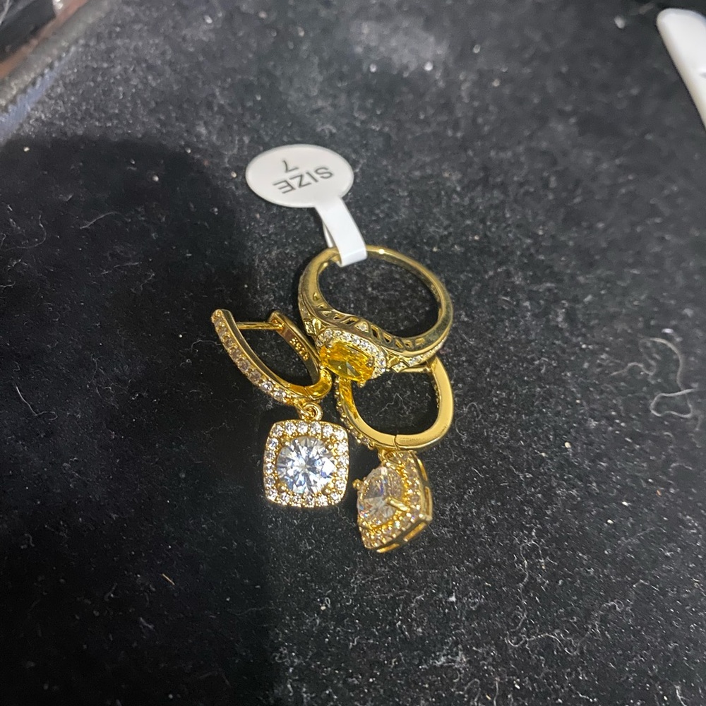 Sterling silver gold plated set ring size 7